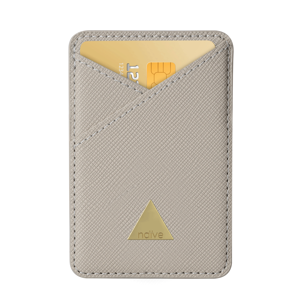 Magnetic Card Holder - Grey Saffiano